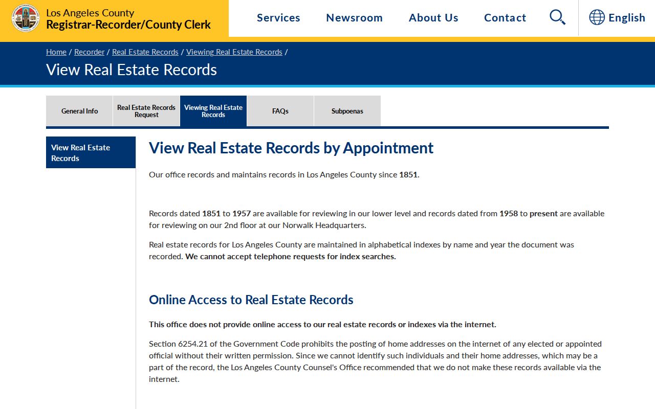 Lancaster records lookup through the RRCC in-person deed index