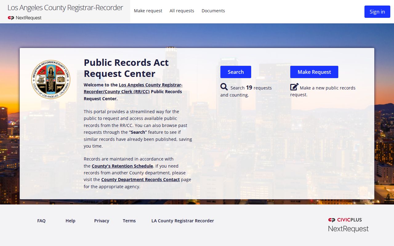 Lancaster people search records request through RRCC NextRequest