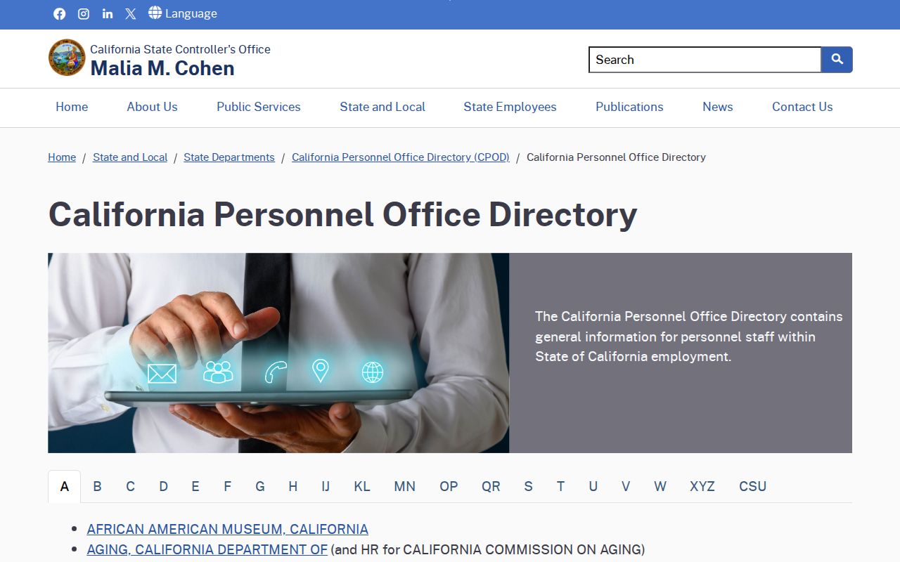 Lancaster people directories view of the California Personnel Office Directory