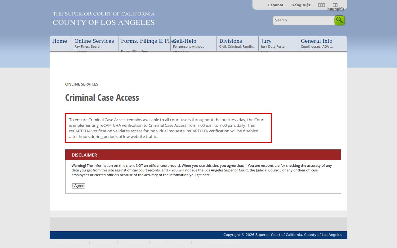 Lancaster public records criminal case search from Los Angeles Superior Court