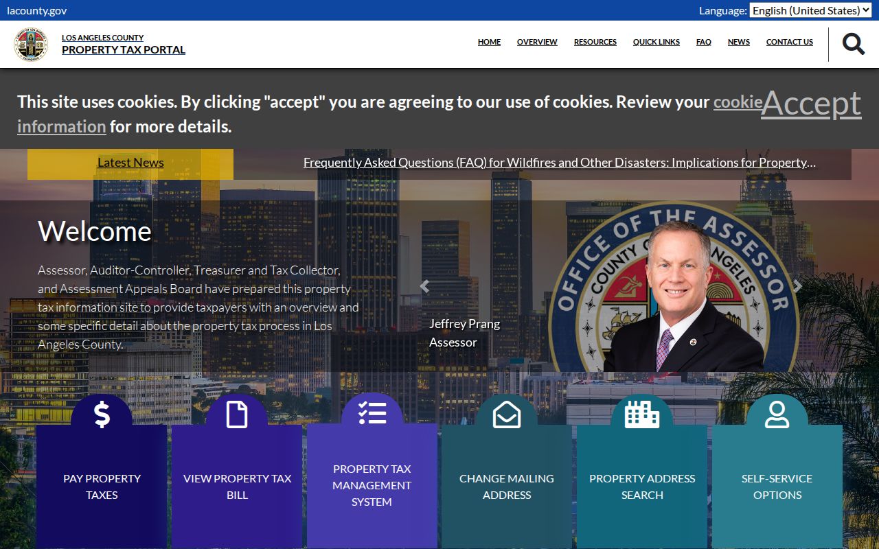 Lancaster public records view of the Los Angeles County property tax portal